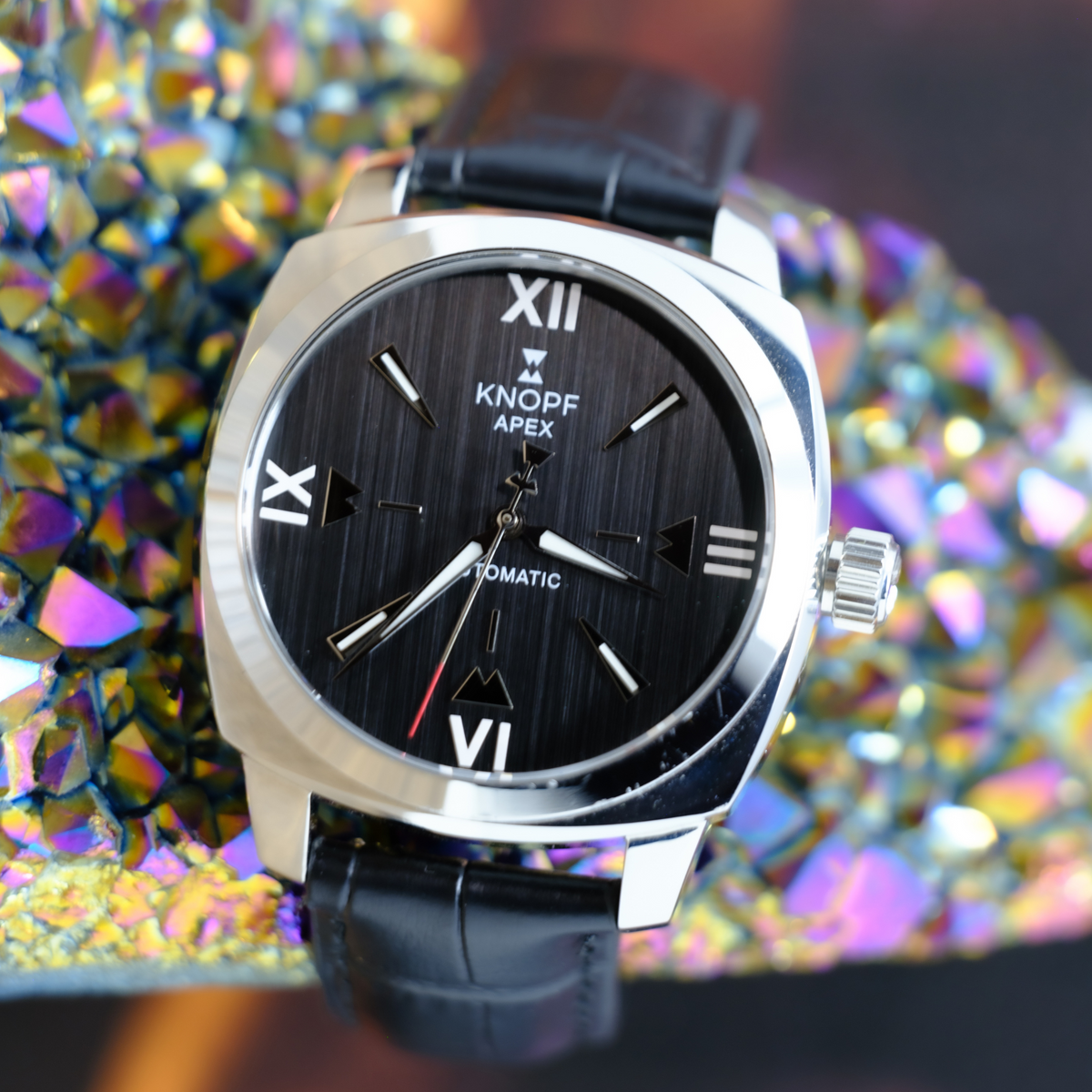 KNOPF Apex Smoke automatic men's watch with leather strap